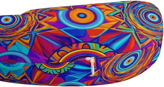 Stylish U Shaped Travel Neck Pillow Memory Foam Chin Support Colorful Kaleidoscope Pattern, Breathable Washable Cover for Airplane Car Office Decor