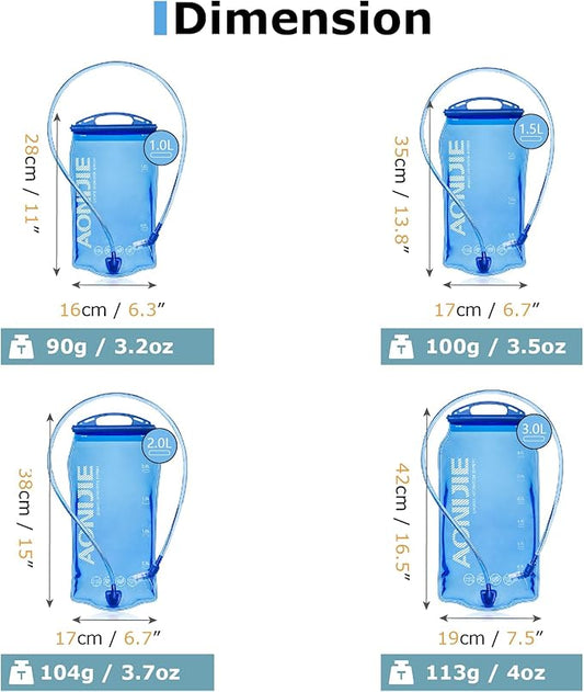 YAPJEB Hydration Bladder BPA Free 1.5L 2L 3L Water Reservoir Water Bladder for Running Hiking Climbing Cycling
