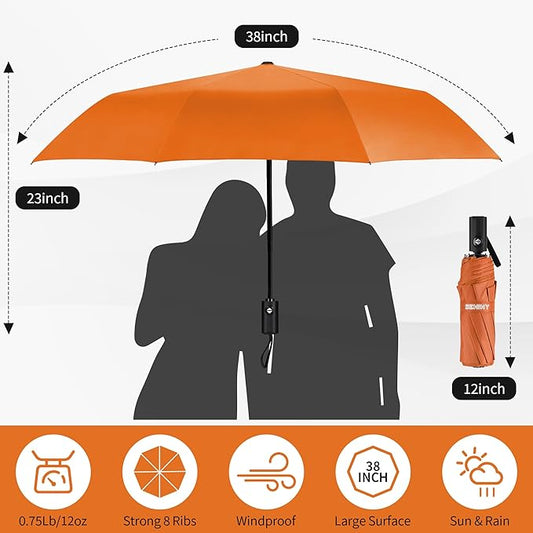 Seniny Windproof Travel Umbrella, Automatic Umbrellas for Rain, Portable & Compact Umbrellas for Backpack, Strong UV for Protection, Folding Small Sun Umbrella for Car, Walking