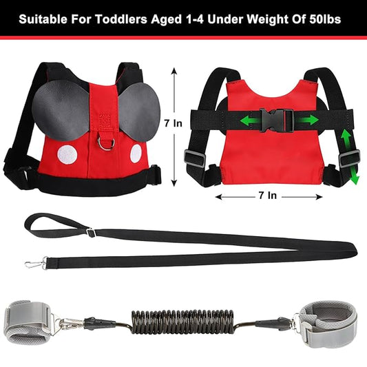 Accmor Toddler Harness Leash, Cute Kids Leash + Black Anti Lost Wrist Link for Outdoor Travel, Adorable Baby Leash Child Walking Harness Wristband Assistant Strap Mini Belt Protector for Boys Girls