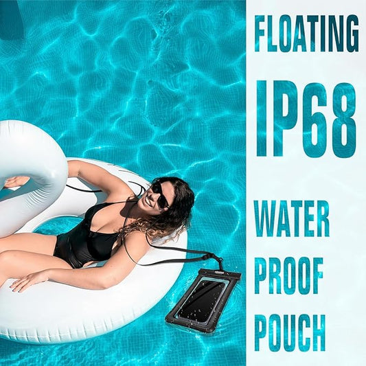 NEPHI IPX8 Floating Waterproof Phone Pouch 2 Pack-Up to 8.0",Floating Phone Case for iPhone Andriod, Dry Bags for Vacation Beach Pool Kayak Cruise Travel Essentials (Black Black 2 Pack)