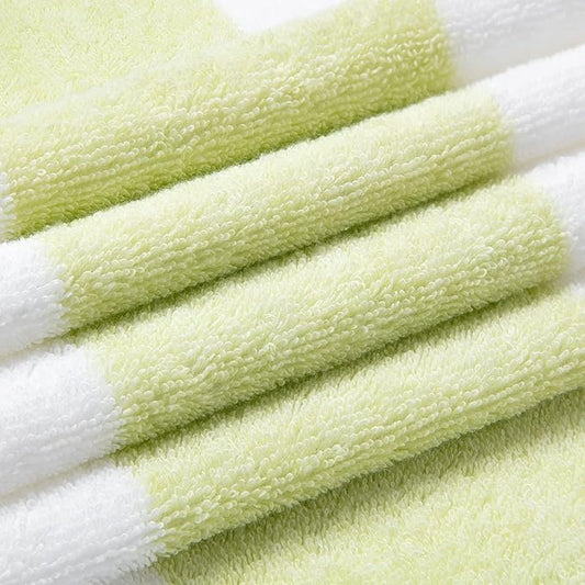 Cotton Oversized Beach Towel - Large 70 x 35 Inch Pool Towel, Aqua Striped Quick Dry Swimming Cabana Towel