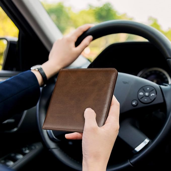 CoBak Car Registration and Insurance Holder - Small and Lightweight Vehicle Glove Box Car Organizer, Auto Truck Comparment Accessories Case for Essential Document, Driver License (Cowhide Brown)