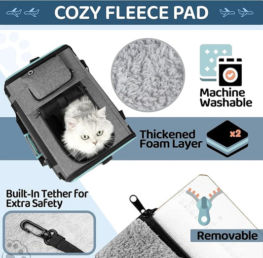 Airline Approved Pet Carrier Small Dog & Cats Under 15 lbs - 18x11x11 Inch Soft-Sided TSA Compliant Travel Bag for American, Delta & United Airlines Flight