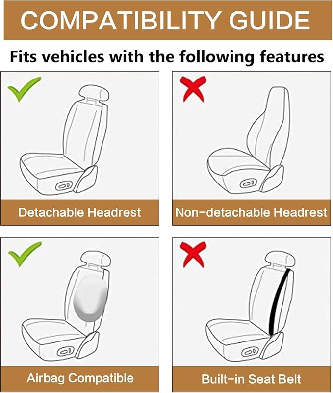 HAIYAOTIMES Leather Car Seat Covers Front Pair, Waterproof Faux Leather Seat Covers for Cars, Non-Slip Car Interior Covers Universal Fit for Most Cars Sedans Trucks SUVs, Black