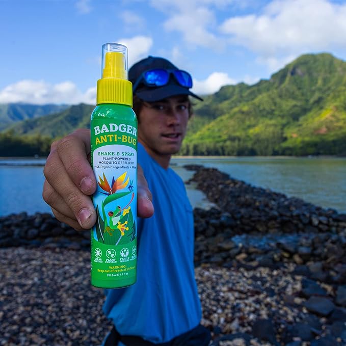 Badger Bug Spray, Family Friendly All Natural Mosquito Repellent w/Organic Essential Oils, Great Smelling Citronella Spray, Effective for 3 Hours, Deet-Free Vegan Insect Repellent, 4 fl oz, 2-Pack