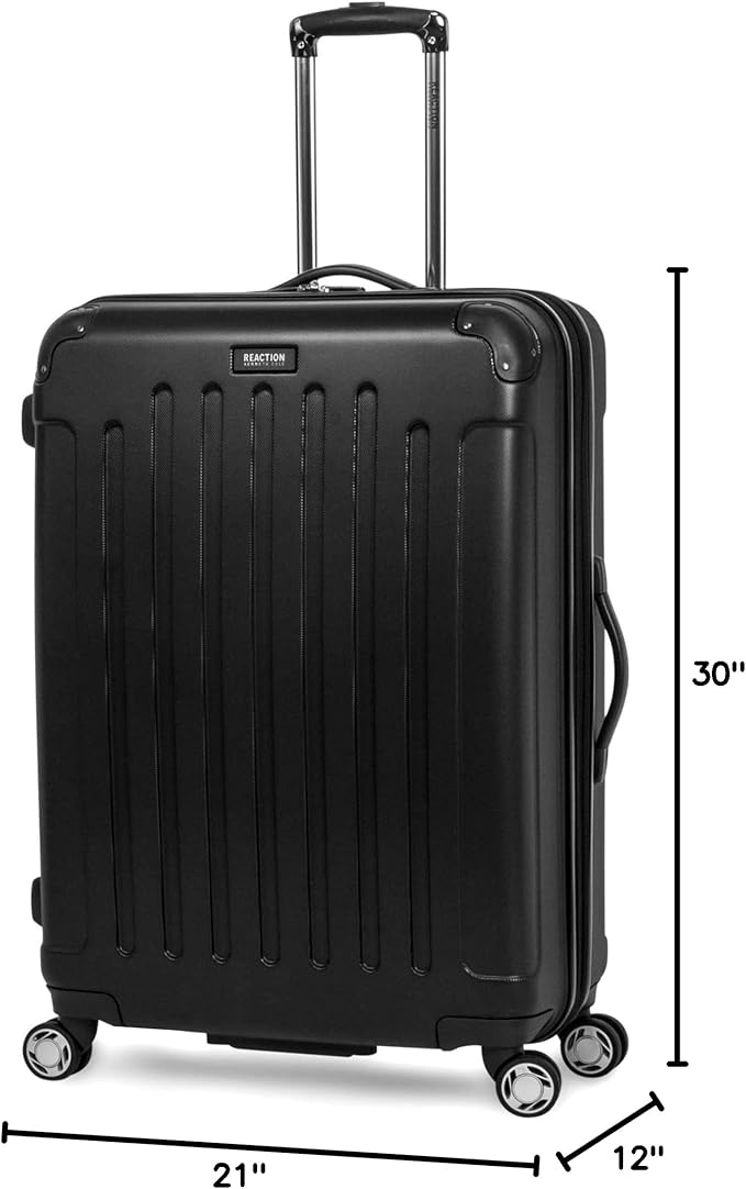 Kenneth Cole REACTION Renegade Luggage Expandable 8-Wheel Spinner Lightweight Hardside Suitcase, Black, 28-Inch Checked