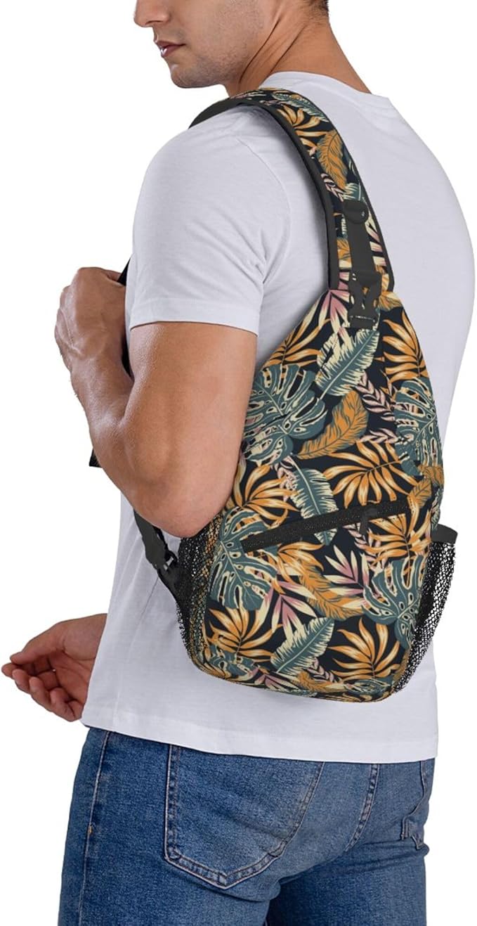 Hawaii Tropical Palm Sling Backpack Crossbody Bag Casual Chest Bags Travel Hiking Daypack Shoulder Bag for Women Men