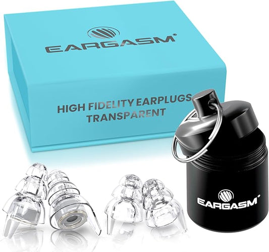 Eargasm High Fidelity Earplugs with Transparent Filters - Reusable Noise Reduction Hearing Protection Ear-Plugs with Carrying Case for Motorcycle, Concerts, Festivals, Raves, Live Events, Sports