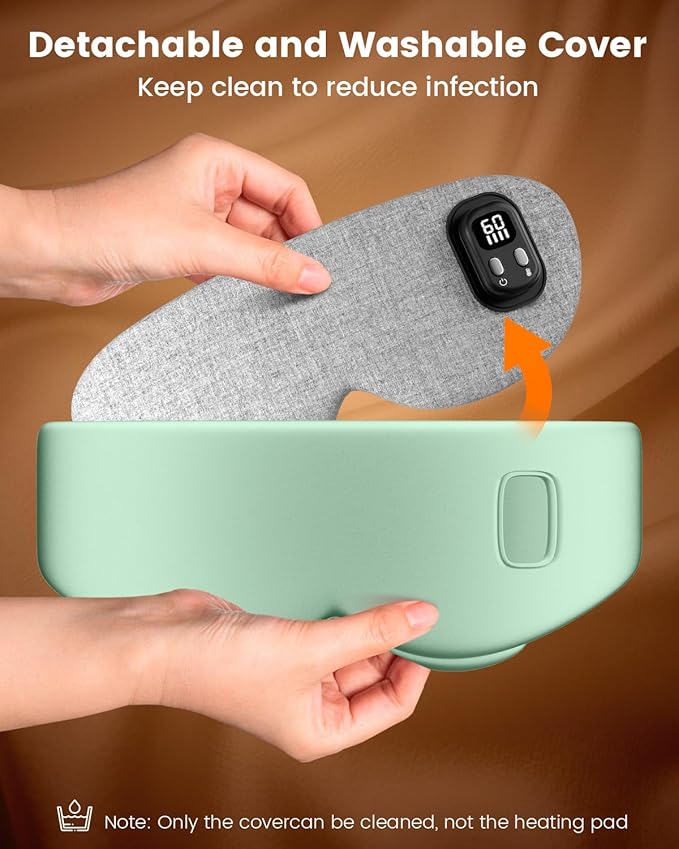 Heated Eye Mask - Cordless Eye Mask for Dry Eyes, Eye Relief, Improved Sleep, Timed Shutdown, 4 Temperature, Suitable for Women with Smaller Faces, Removable for Cleaning - Green