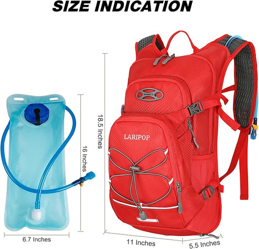 LARIPOP Hydration Backpack, 18L Hiking Backpack with 2L Water Bladder, Lightweight Water Pack for Cycling, Hiking, Biking