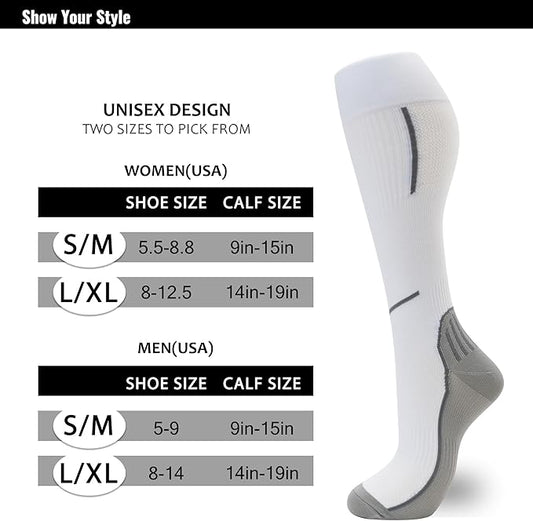 fenglaoda Compression Socks for Women Men 3 Pairs Graduated Compression Support Circulation Socks for Nurses