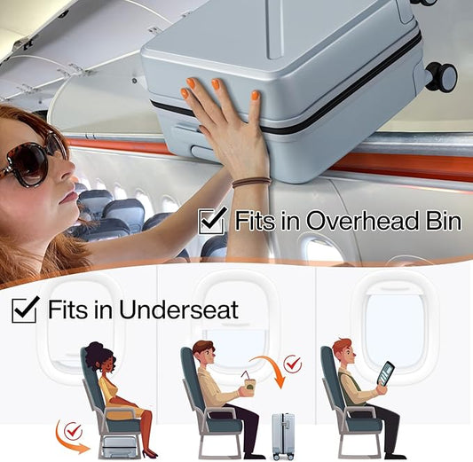 MILADA Underseat Carry On Luggage with Wheels 16 Inch Small Suitcase Personal Item Underseat Carry On Bag TSA Approved Carry On Luggage Hard Shell Suitcases Mini Travel Luggage, Grey