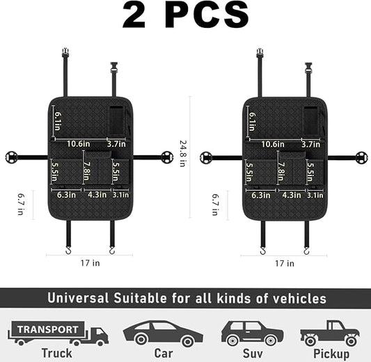 GMQ Backseat Car Organizer, Car Back Seat Organizers with Tray,Multifunctional Car Seat Back Organizer with Foldable Tablet Holder (Black, 2 PCS)