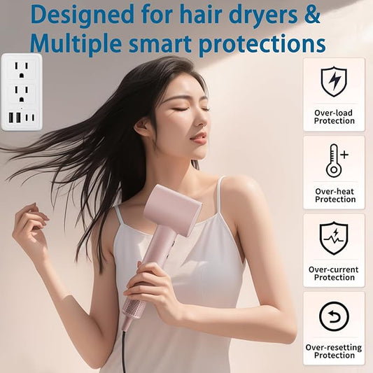 Mapambo 2000W 220V to 110V Voltage Converter US to Europe, Power Converter European Travel Converter for Hair Dryer, Power Converter Adapter Combo with 2 Type C 2 USB A (White)