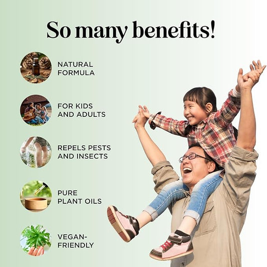 Natural Bug Repellent Spray for Body - DEET Free Bug Spray for Kids & Adults for Ticks Mosquitoes & Insects - Made with Citronella Rosemary & Lemongrass - Light Scent Vegan & Cruelty Free (8 Fl Oz)