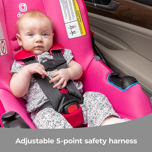 Diono LiteClik30 RXT SafePlus Infant Car Seat and Base, Rear-Facing for Infants 4-30lbs, SafePlus Engineering, with Infant Insert, UPF 50+ Sunshade (Pink Cotton Candy)