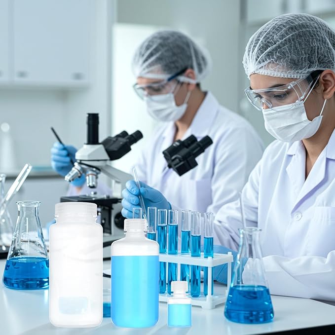 1oz/30ml Plastic Sample Bottles with caps, Wide Mouth Reagent Bottle with Lids Leak Proof Containers Water Sample Bottles for Laboratories, Travel(10Pcs)