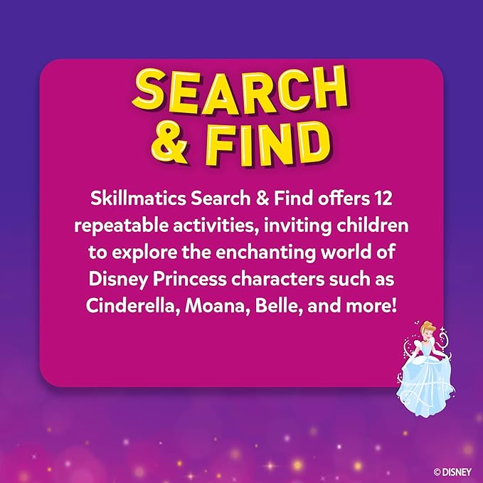 Skillmatics Search and Find Disney Princess Educational Game - Reusable Preschool Learning Activities, Christmas Toys, Art & Crafts, Gifts for Toddlers & Kids of Ages 3, 4, 5, 6