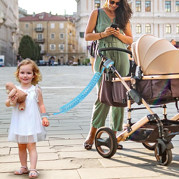 Accmor Toddler Harness Leash, Cute Butterfly Kids Leash + Anti Lost Wrist Link for Outdoor Travel, Adorable Mini Child Walking Harness Wristband Assistant Strap Belt for Baby Boys Girls (Blue)