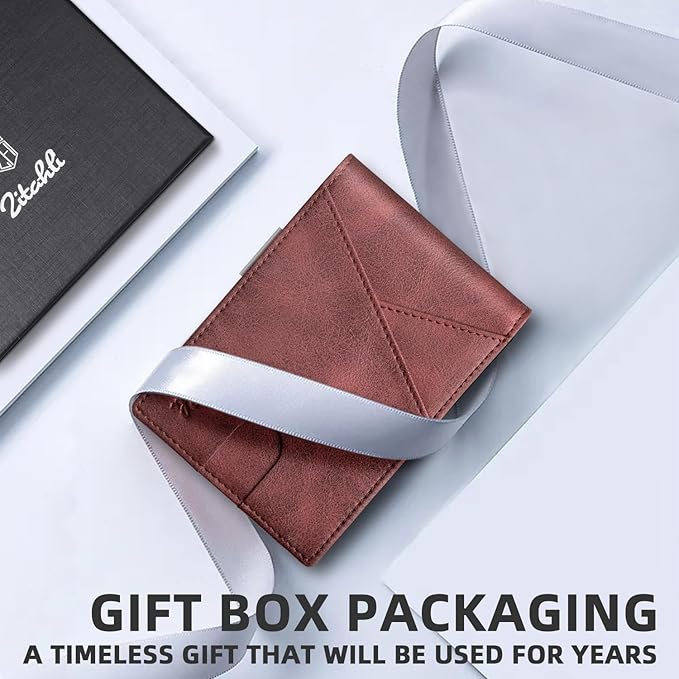Zitahli Wallet for Men - with Money Clip Slim Leather Slots Credit Card Holder RFID Blocking Bifold Minimalist Wallets with Gift Box