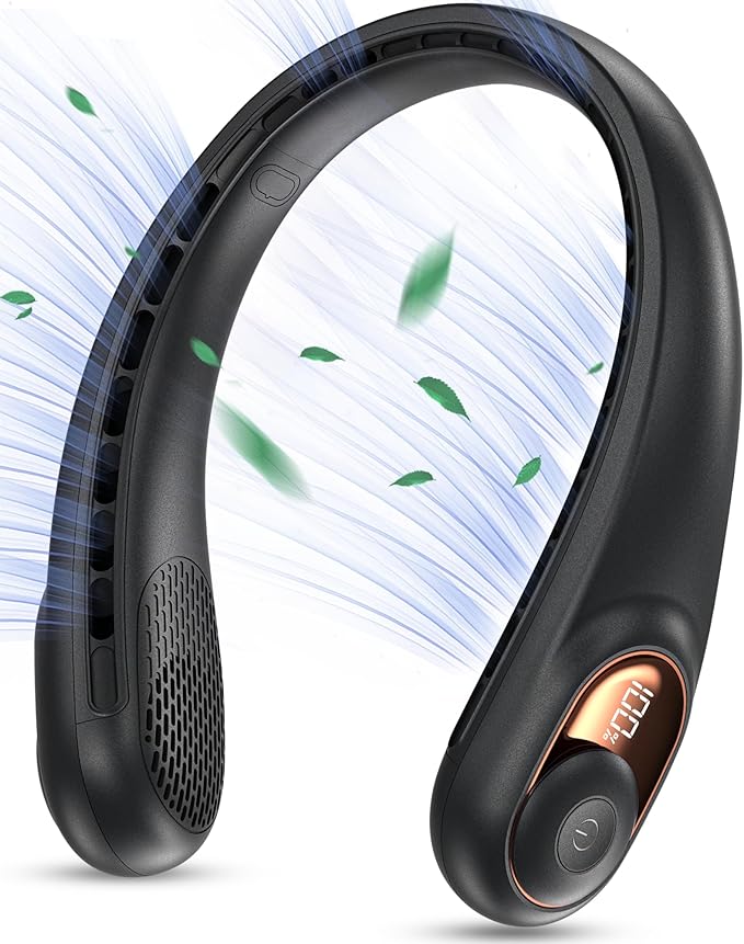 KIDEE Neck Fan, Portable Bladeless Neck Fans, Upgrade 360° Airflow, Super Quiet, 3 Speeds, 4000mAh Personal Wearable Neck Fan, Upgraded Cooling Air Volume USB Rechargeable Hands Free Fan