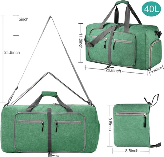 Dimayar 115L Travel Duffle Bag for Men Women - Foldable Duffel Bag with Shoes Compartment - Overnight Bags Waterproof & Tear Resistant(Forest Green)