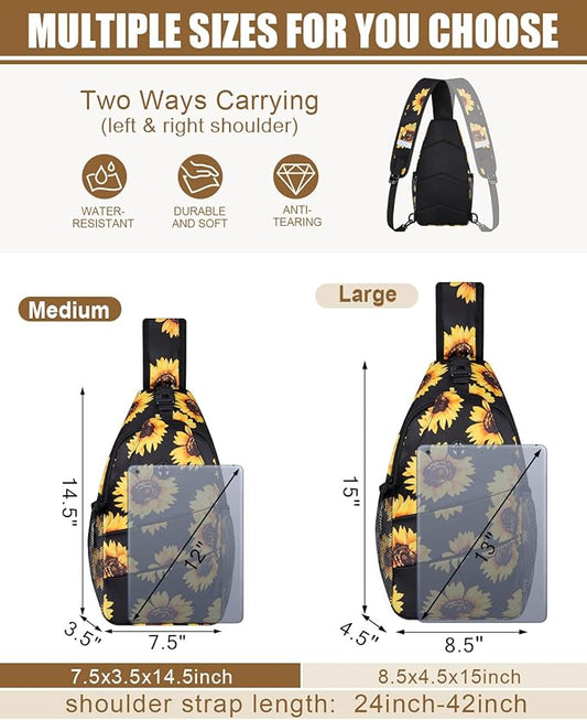 Pritent Crossbody Bags for Women Men Trendy Sling Bag Backpack Casual Chest Bag with Convertible Shoulder Strap