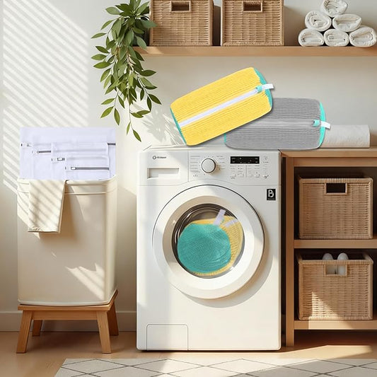 Shoe Washing Machine Bags 2Pcs, Shoe Cleaning Bag, 5-Size Laundry Bags- Reusable Washer & Dryer Safe for All Sneakers/Boots Machine Washable Laundry Kit