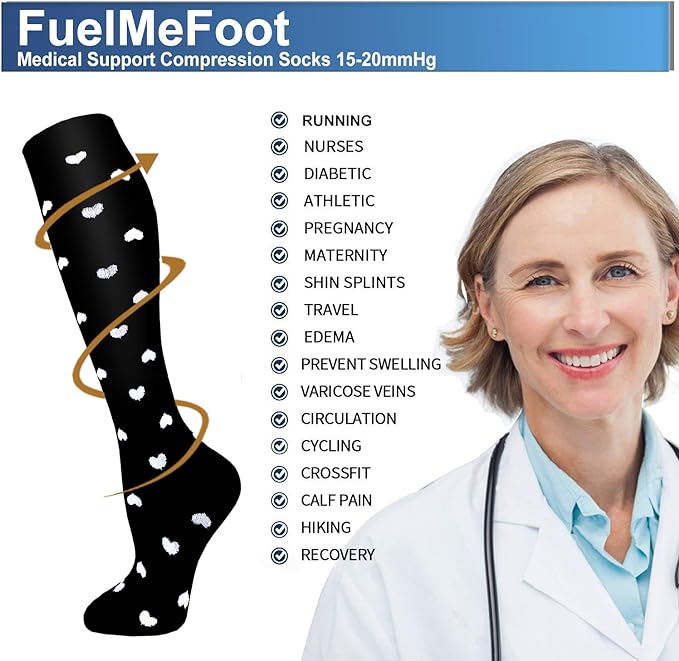 FuelMeFoot 3 Pack Copper Compression Socks - Compression Socks Women & Men Circulation - Best for Medical,Running,Athletic