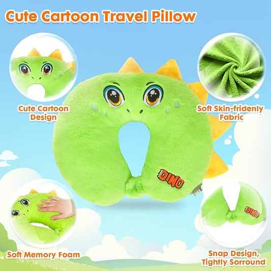 Travel Neck Pillow for Kids Adult Cute Soft Plush Memory Foam Airplane Neck Pillow for Traveling Animal Flight Pillow Head Rest Neck Support for Cars Long Flights