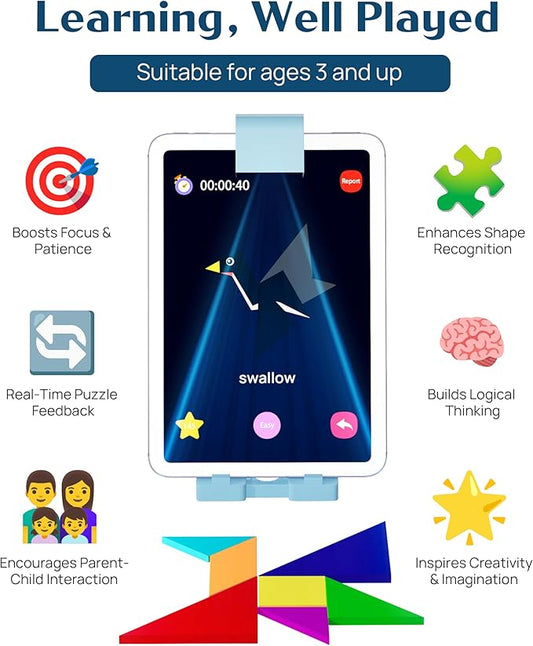 Qxtamo® Innovative AR Tangrams Puzzles Games, 1000+ Animated Sensory Toys, Family Travel Learning Education STEM Toys Birthday Gift Party Favors for Kids Children Boys Girls Teens, Ages 3+ Year Old