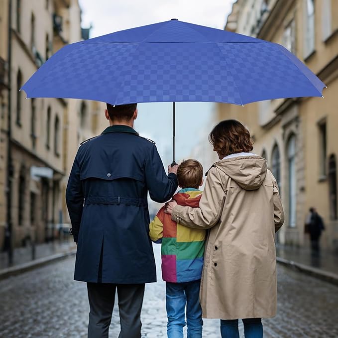 Satol 46/54/62 Inch Large Golf Umbrella, Windproof 10 Ribs Automatic Open/Close Oversize Double Canopy Vented Portable Folding Travel Umbrellas, UPF 50+ Sun & Rain Compact Umbrellas for Outdoor