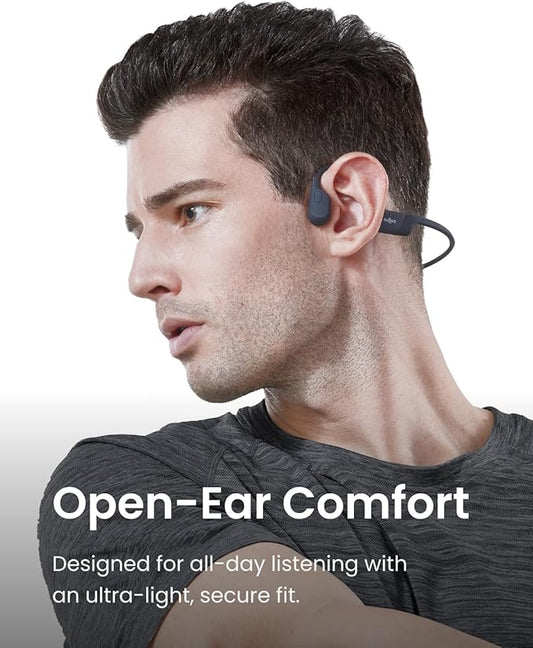 SHOKZ OpenRun Bone Conduction Headphones,Open-Ear Bluetooth Wireless Sport Headphones for Running & Workout,Sweat Resistant, Long 8H Playtime,Mic,Hair Band-Standard-Black