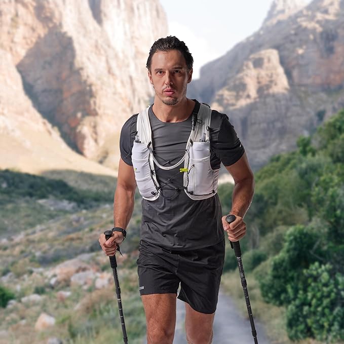 N NEVO RHINO Running Hydration Vest with 1.5L Water Bladder & Dual 500ml Soft Flask for Men Women,Adjustable Lightweight 5L Water Backpack for Hiking Trail Running Marathon Cycling