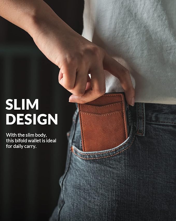 VULKIT Men's Slim Wallet Pop Up Card Holder RFID Blocking Metal Wallet Minimalist Design Holds Up to 11 Cards