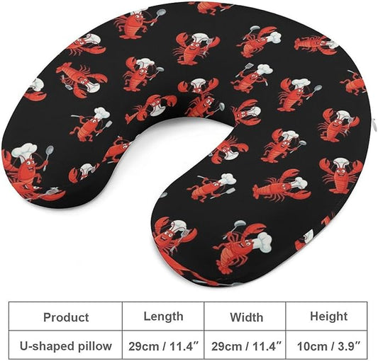 Office Nap Pillow U-Shaped Memory Foam Neck Support, Crawfish Chef U-Shape, Portable Travel Car Home Rest