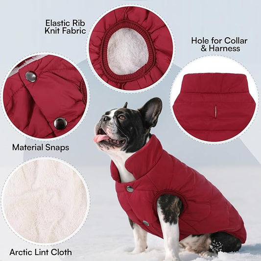 ASENKU Dog Winter Coat - Waterproof Windproof Dog Jacket, Warm Snowproof Doggie Puffer Vest for Cold Weather, Lightweight Snow Coats for Small Medium Large Dogs(XS, Red