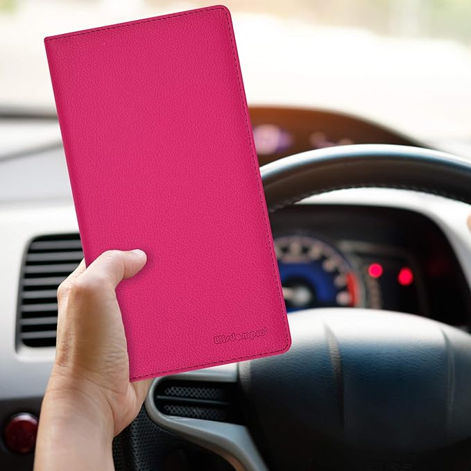 Wisdompro Car Document Holder Organiser, PU Leather Vehicle Insurance and Registration Holders Wallet Case for ID Card, Driving Licence, Key Contact Information Cards