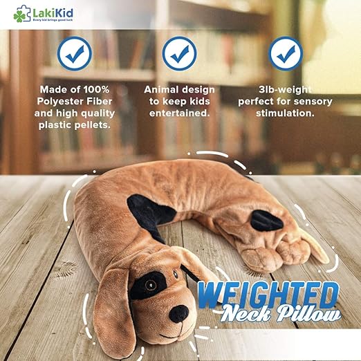 LakiKid Shoulder Wrap for Kids – Travel Pillow for Flights, Car Rides, & Adventures, Soft & Cuddly Neck Pillow Airplane for Kids Made of Polyester in an Adorable Beagle Design, Travel Fidget Toy