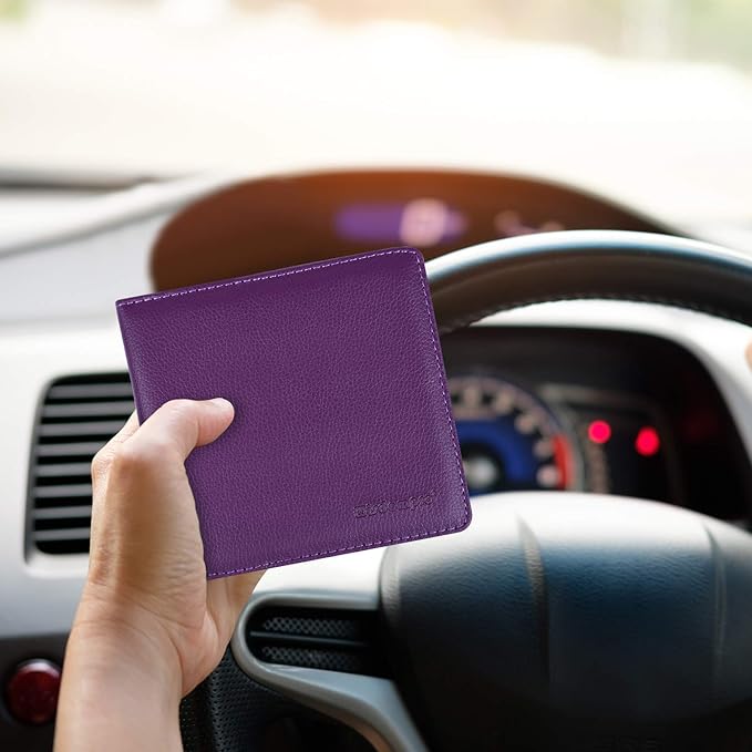 Wisdompro Small Car Registration and Insurance Documents Holder - Premium PU Leather Vehicle Glove Box Paperwork Wallet Case Organizer for ID, Driver's License, Key Contact Information Cards