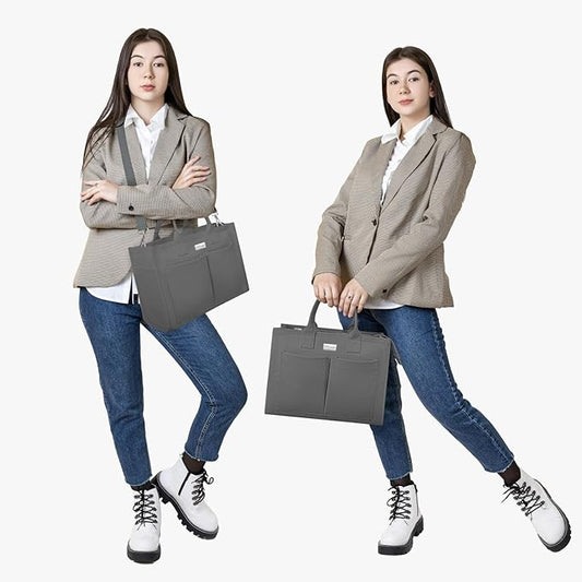 TOPDesign Heavy-Duty Canvas Tote Bag for Women, Adjustable Crossbody/Shoulder Handbag with 9 Pockets, Everything Tote