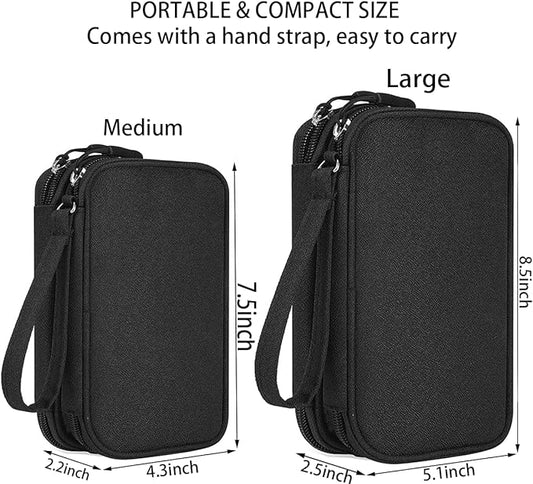 Electronics Organizer Travel Case, Charger Organizer Case Pouch, Electronic Accessories Carry Case for Travel Accessories, Cable, Cord, Charger, Phone, Power Bank, Earphone (Black, Large)