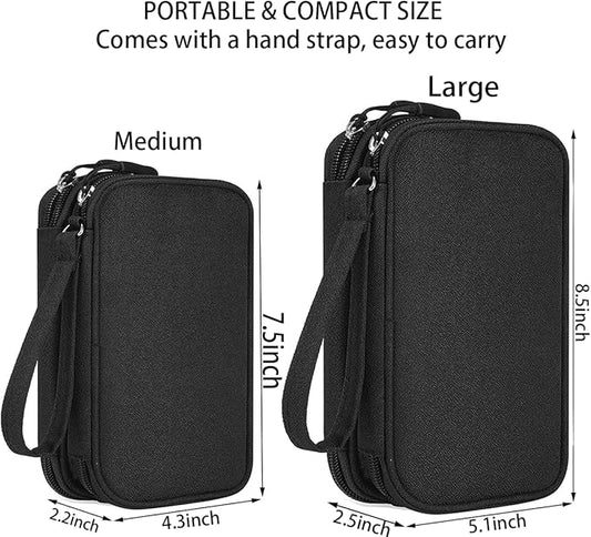 Electronics Organizer Travel Bag, Small Cable Organizer Case Waterproof Accessories Pouch, Travel Electronic Carrying Case for Cord, Charger, Phone, USB, Power Bank, Earphone (Black, Medium)