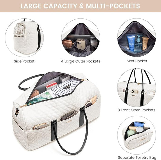LOVEVOOK Travel Duffle Bag,Weekender Bags for Women Overnight Bag with Shoe Compartment, Carry on with Toiletry Bag,Duffel Bag with Wet Pocket,Hospital Bags for Labor and Delivery