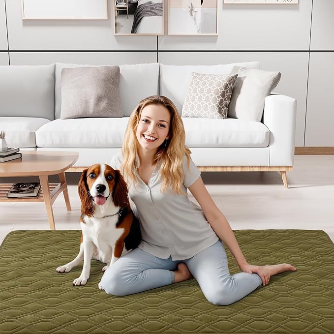 Smiry Waterproof Dog Blanket, 30x53 Inch Soft Pet Bed Cover Reversible, Washable Sofa Couch Furniture Protector for Small Medium Large Dog Puppy Cat, Geometric, Green/Navy