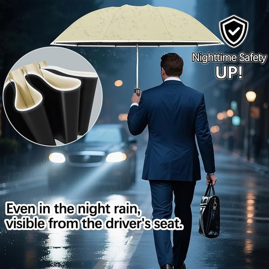 Travel Umbrella for Rain, Automatic Folding Windproof Umbrella with Case - Compact Reverse with 360° Reflective Stripe, Light & Portable Durable for Women & Men