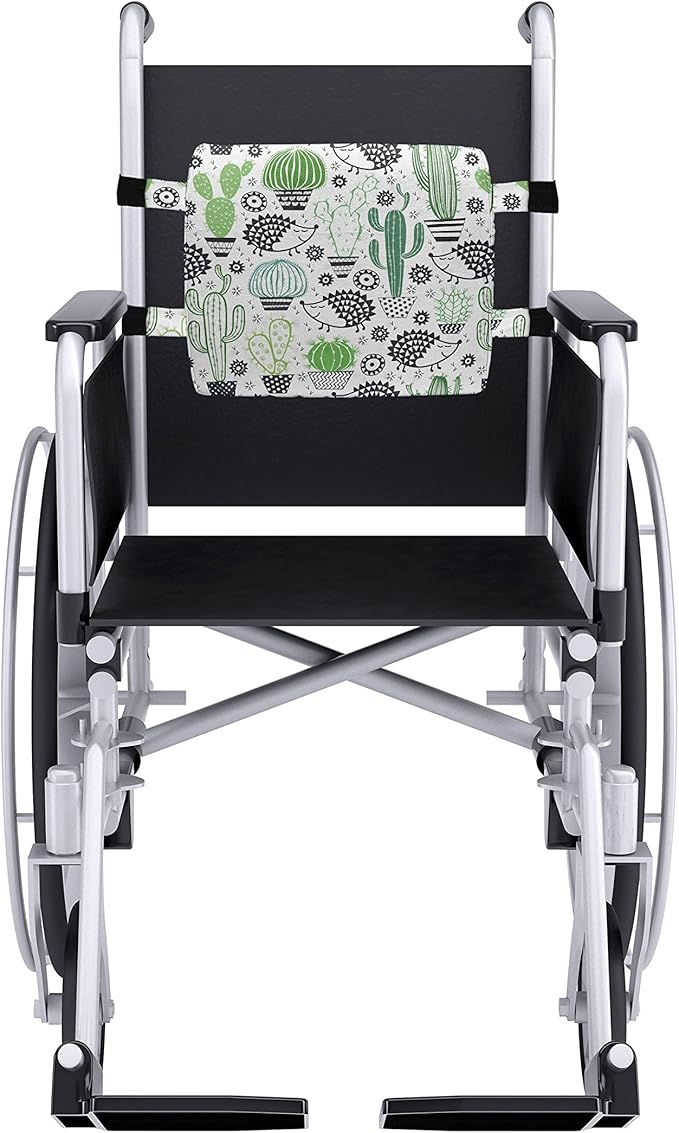 Ambesonne Cactus Lumbar Back Support Pillow, Cartoon Style Inspired Drawing of Hedgehog Animals Saguaro and Prickly Pear, High Density Foam for Office Chairs Car Seats, 14" x 13", White Green