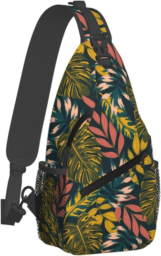 Hawaii Tropical Palm Sling Backpack Crossbody Bag Casual Chest Bags Travel Hiking Daypack Shoulder Bag for Women Men