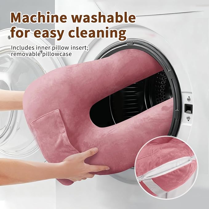 Car Pillow for Kids, Travel Pillow for Car, Toddler Travel Pillow for Sleeping Carseat Pillow for Adults, Removable and Washable Covers, Long Car Ride Essentials, Pink-Skin Friendly